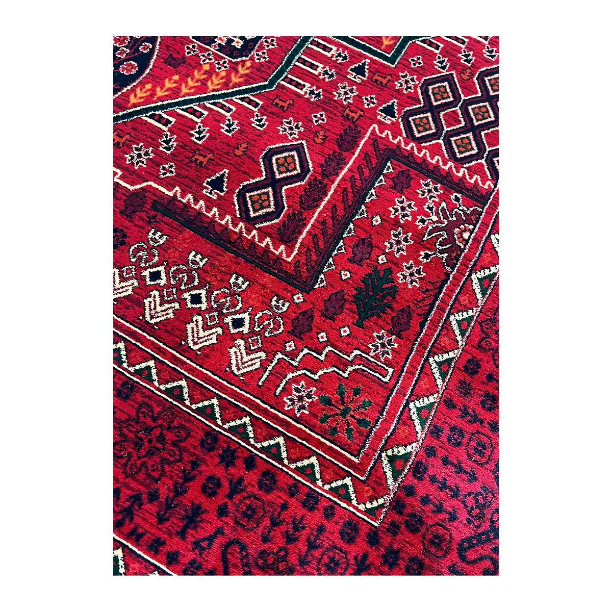 فرش بزرگمهر بلوچی کد 78163، 700 شانه، رنگ لاکی – تصویر 5