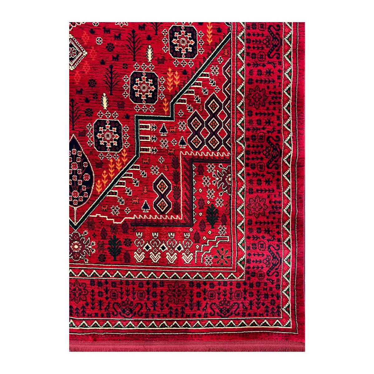 فرش بزرگمهر بلوچی کد 78163، 700 شانه، رنگ لاکی – تصویر 9