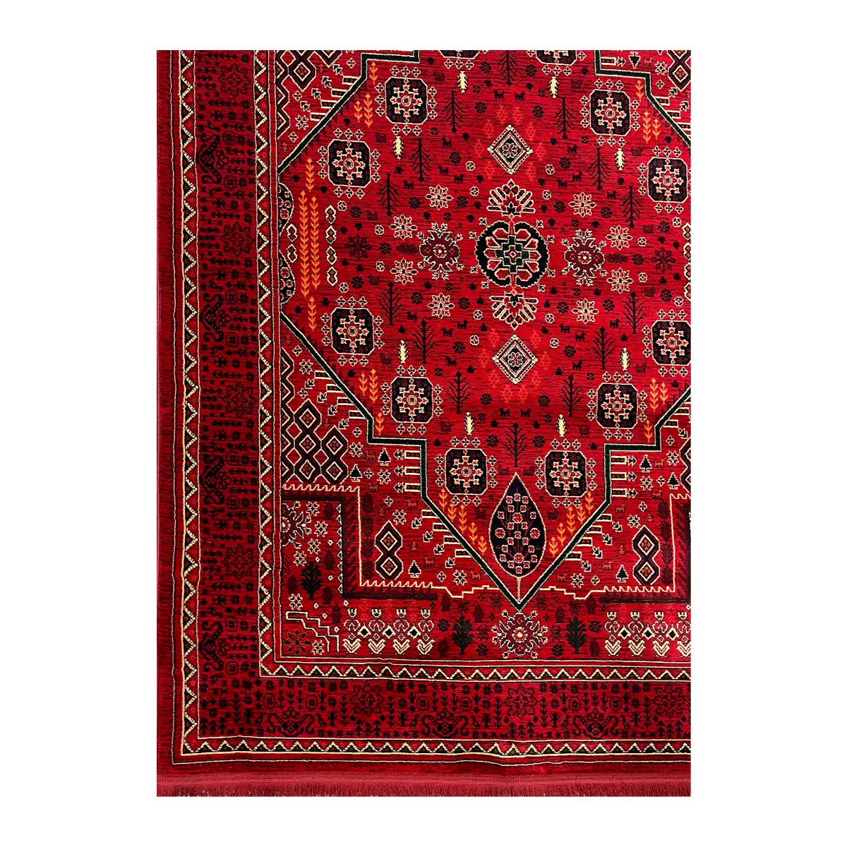 فرش بزرگمهر بلوچی کد 78163، 700 شانه، رنگ لاکی – تصویر 10