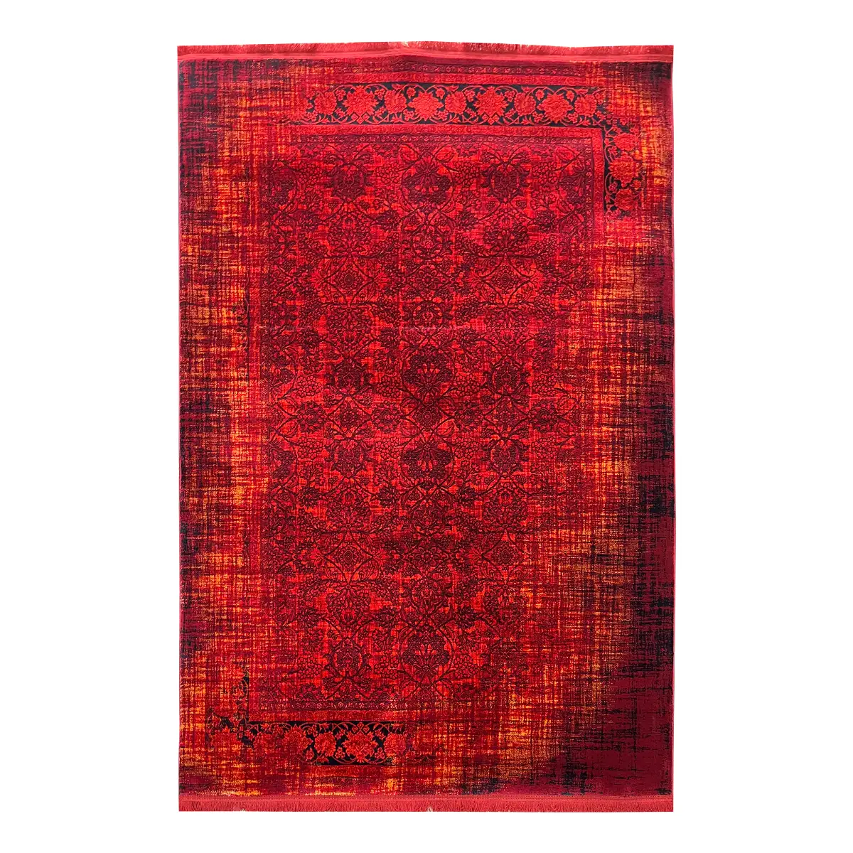 فرش بزرگمهر وینتیج (کهنه‌نما) کد 78039، 700 شانه، رنگ لاکی – تصویر 2