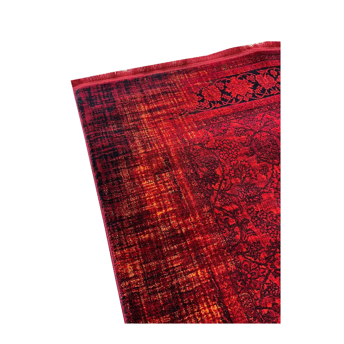 فرش بزرگمهر وینتیج (کهنه‌نما) کد 78039، 700 شانه، رنگ لاکی – تصویر 13