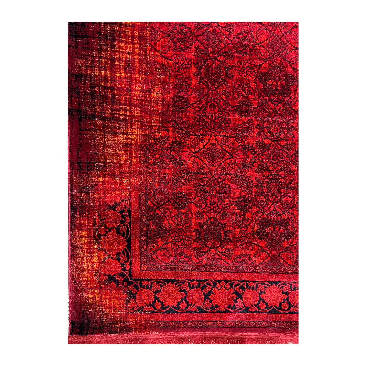 فرش بزرگمهر وینتیج (کهنه‌نما) کد 78039، 700 شانه، رنگ لاکی – تصویر 14