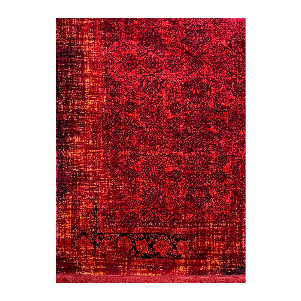 فرش بزرگمهر وینتیج (کهنه‌نما) کد 78039، 700 شانه، رنگ لاکی – تصویر 16