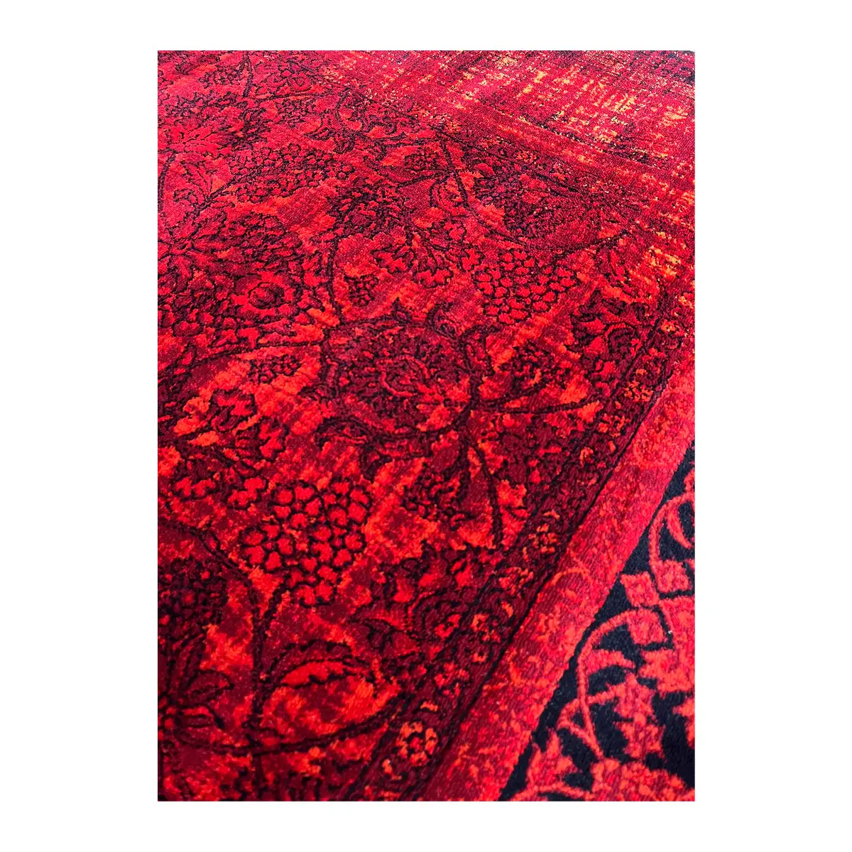 فرش بزرگمهر وینتیج (کهنه‌نما) کد 78039، 700 شانه، رنگ لاکی – تصویر 4
