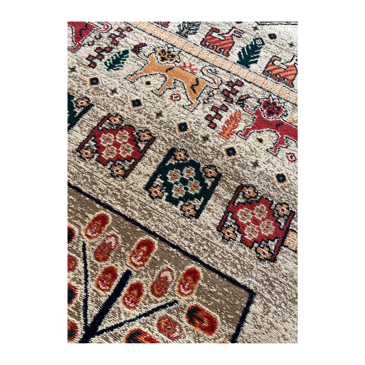 فرش بزرگمهر آریا بلوچی کد 78119، 700 شانه، رنگ گندمی – تصویر 12