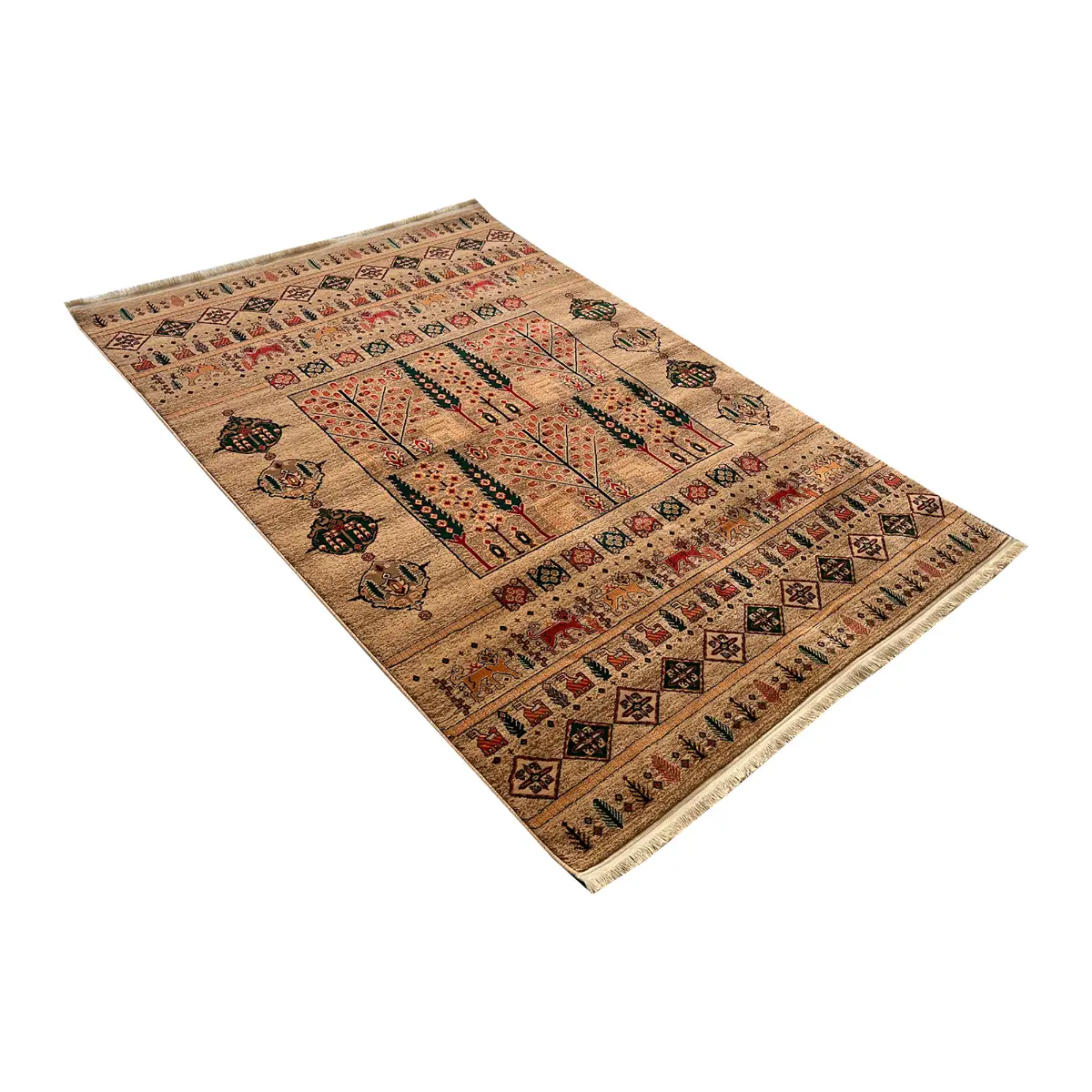 فرش بزرگمهر آریا بلوچی کد 78119، 700 شانه، رنگ گندمی – تصویر 13