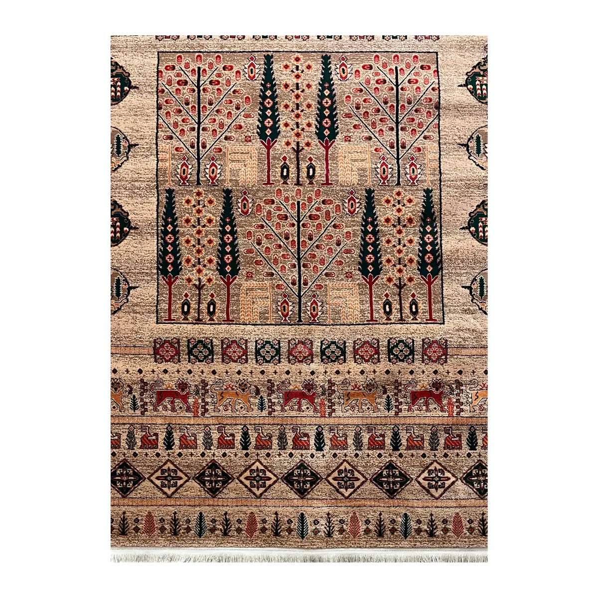 فرش بزرگمهر آریا بلوچی کد 78119، 700 شانه، رنگ گندمی – تصویر 6