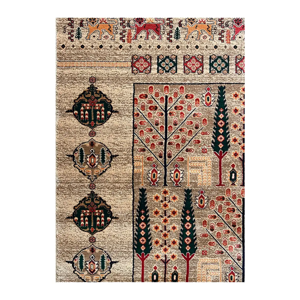 فرش بزرگمهر آریا بلوچی کد 78119، 700 شانه، رنگ گندمی – تصویر 7