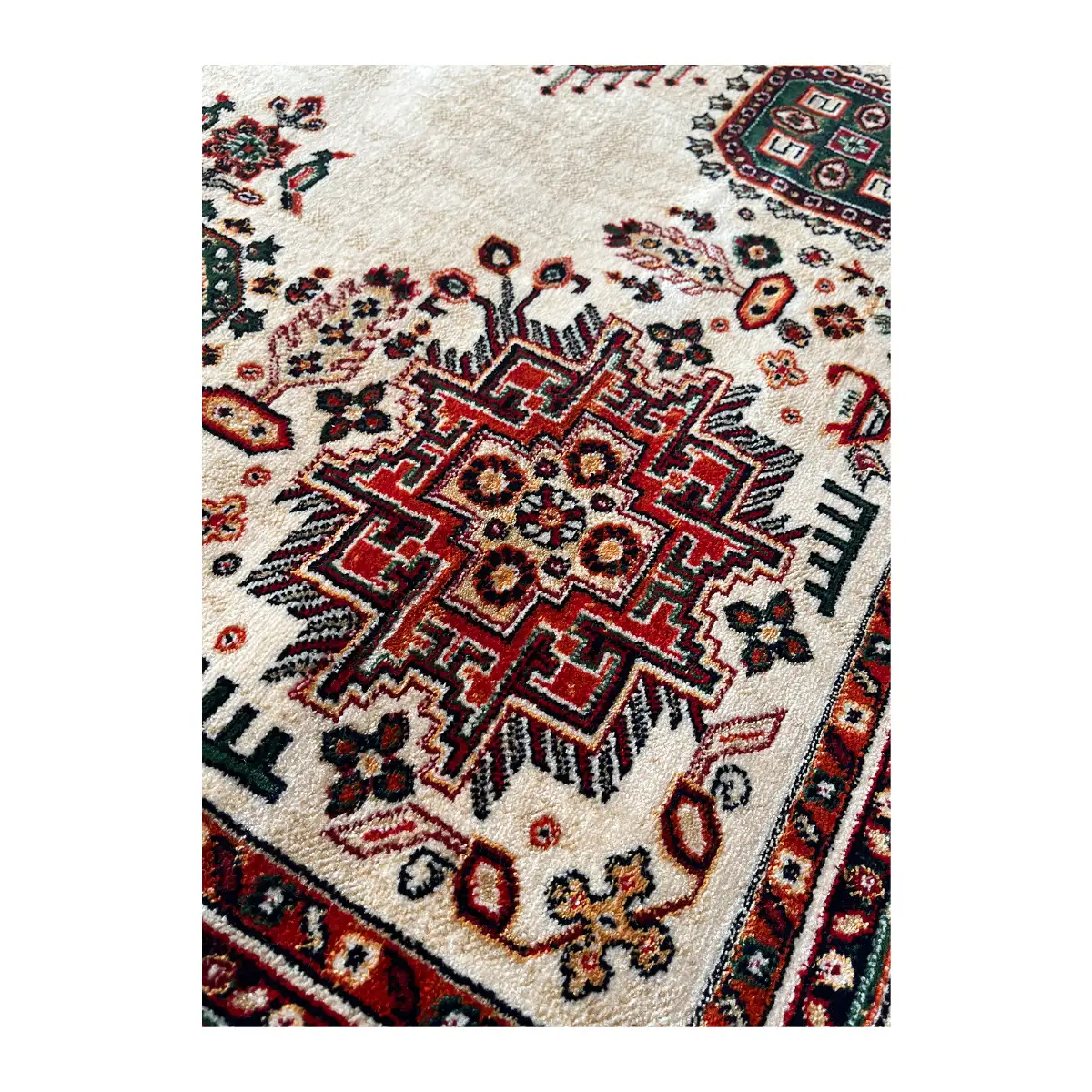 فرش نقش کهن هرمس بلوچی کد 6650، 500 شانه، رنگ گندمی – تصویر 5