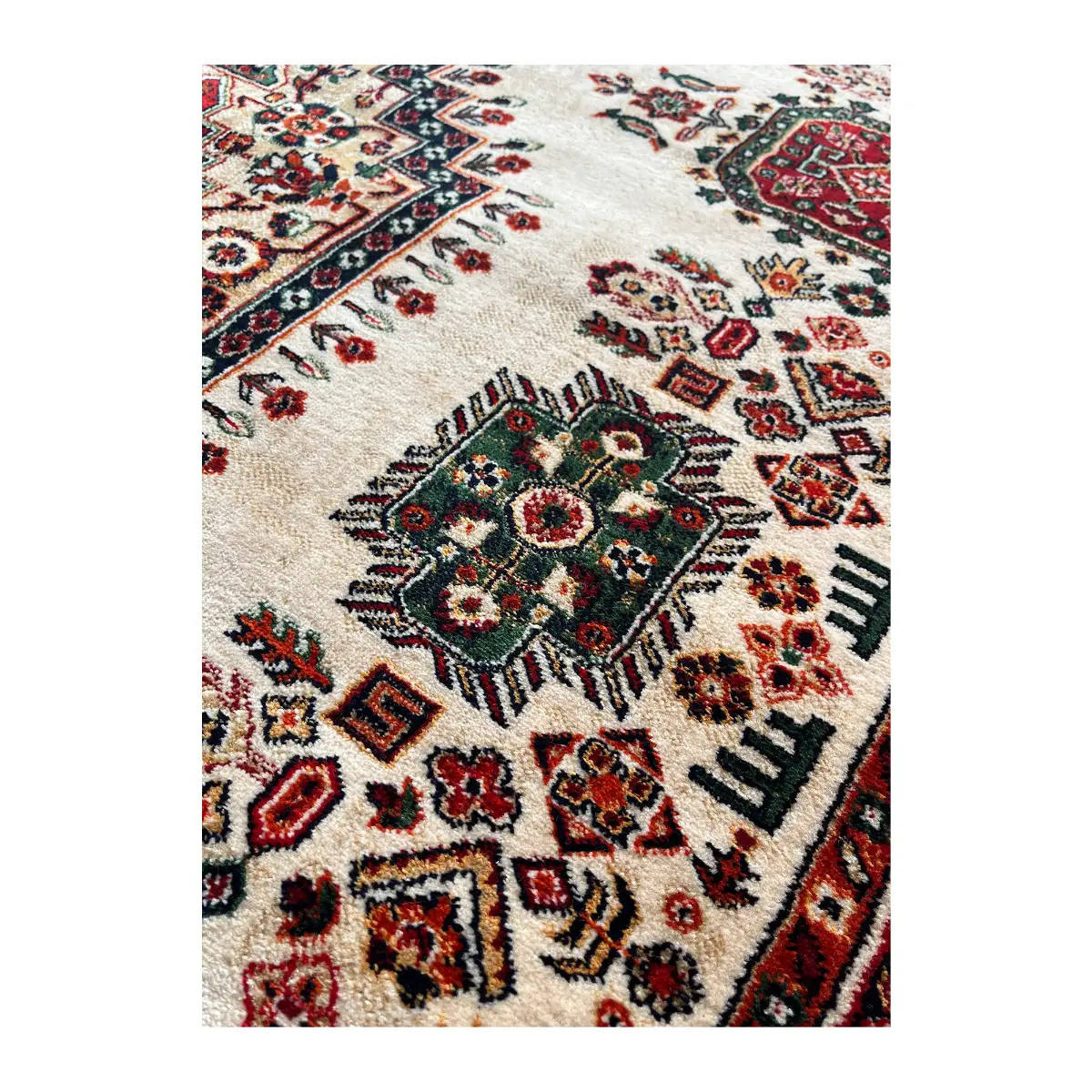 فرش نقش کهن هرمس بلوچی کد 6650، 500 شانه، رنگ گندمی – تصویر 7