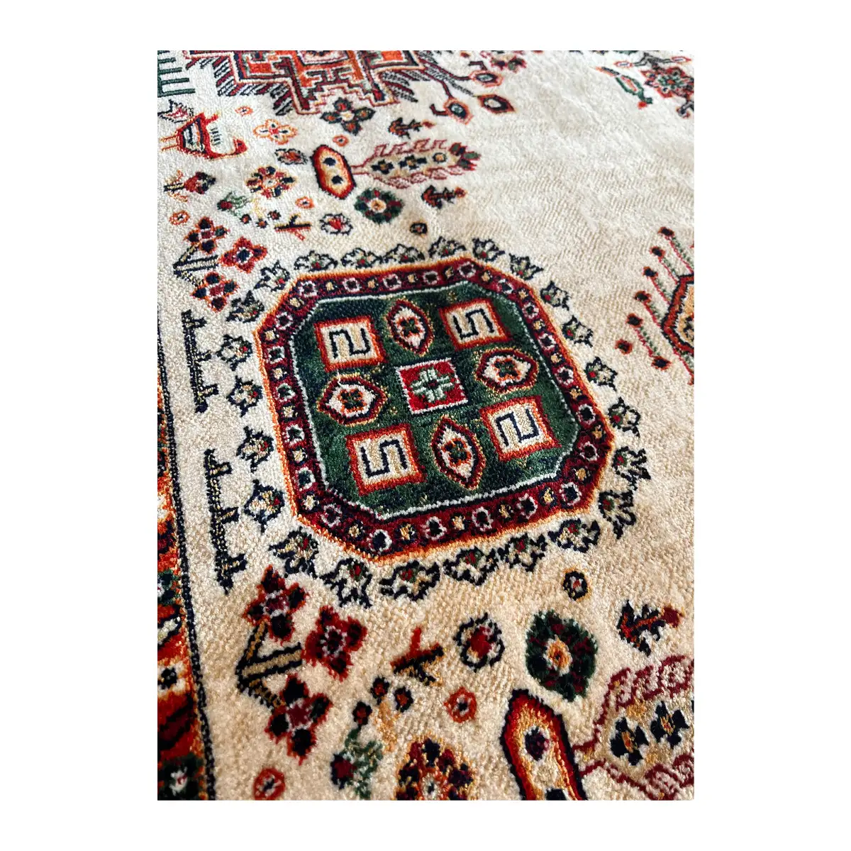 فرش نقش کهن هرمس بلوچی کد 6650، 500 شانه، رنگ گندمی – تصویر 8