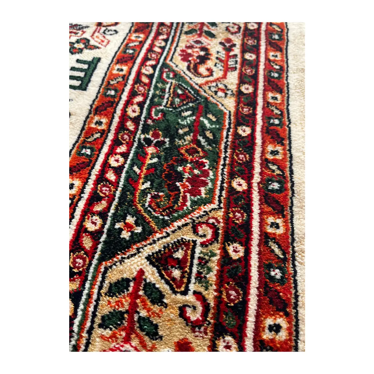 فرش نقش کهن هرمس بلوچی کد 6650، 500 شانه، رنگ گندمی – تصویر 9
