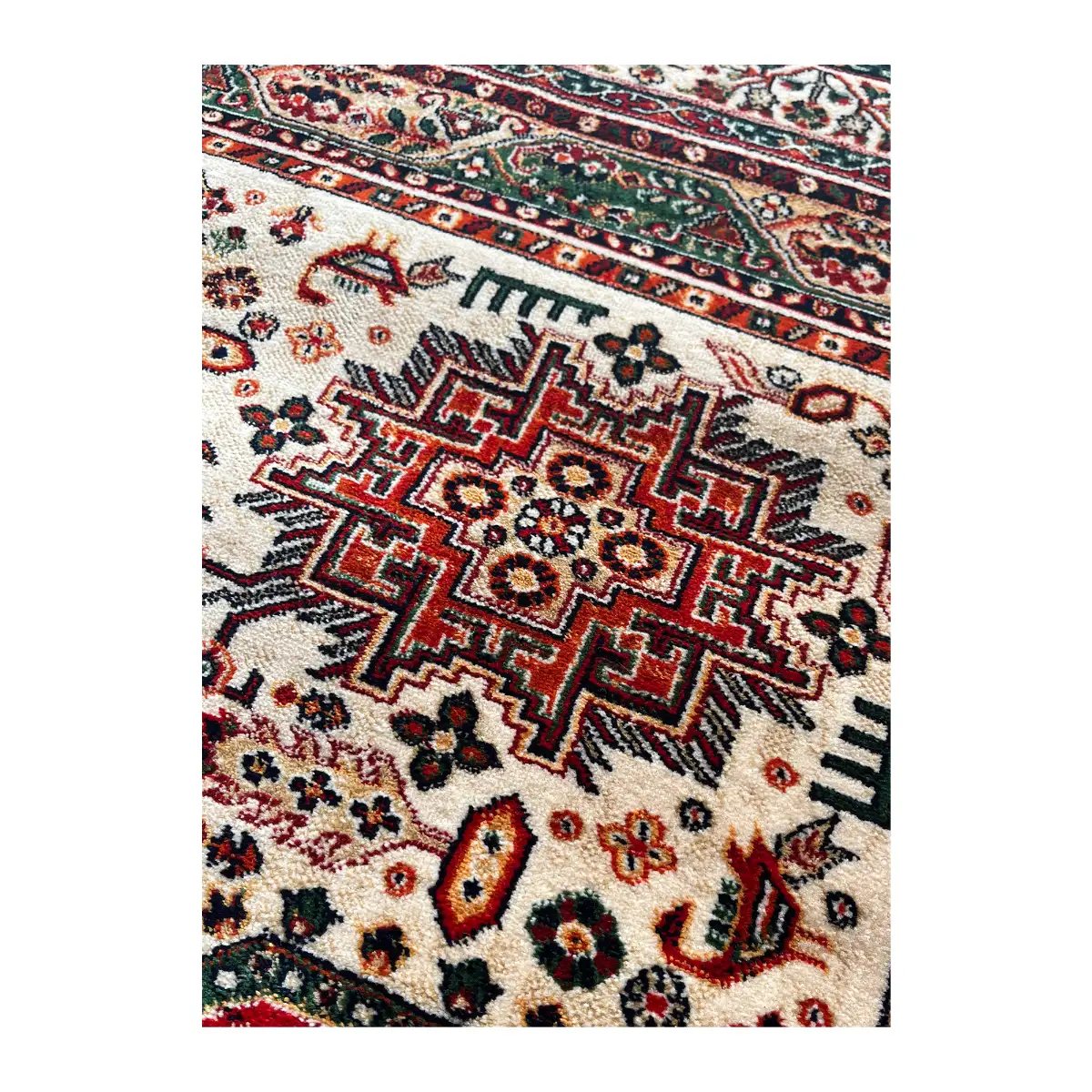 فرش نقش کهن هرمس بلوچی کد 6650، 500 شانه، رنگ گندمی – تصویر 10