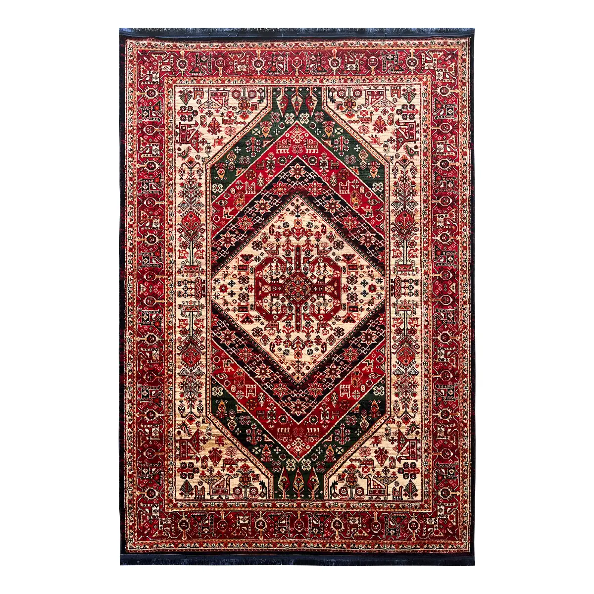 فرش نقش کهن هرمس بلوچی کد 6656، 500 شانه، رنگ گندمی – تصویر 2