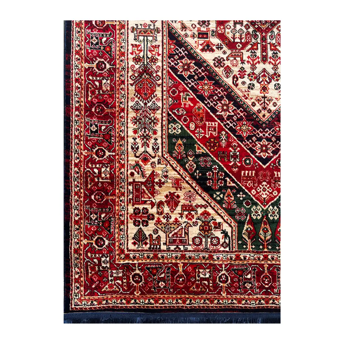 فرش نقش کهن هرمس بلوچی کد 6656، 500 شانه، رنگ گندمی – تصویر 11