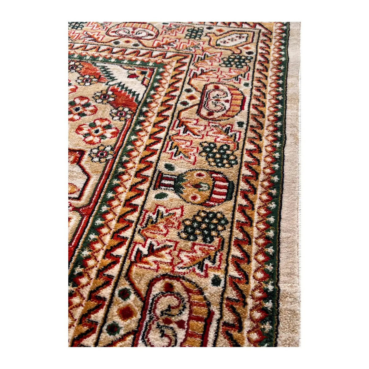 فرش نقش کهن هرمس بلوچی کد 6661، 500 شانه، رنگ گندمی – تصویر 14
