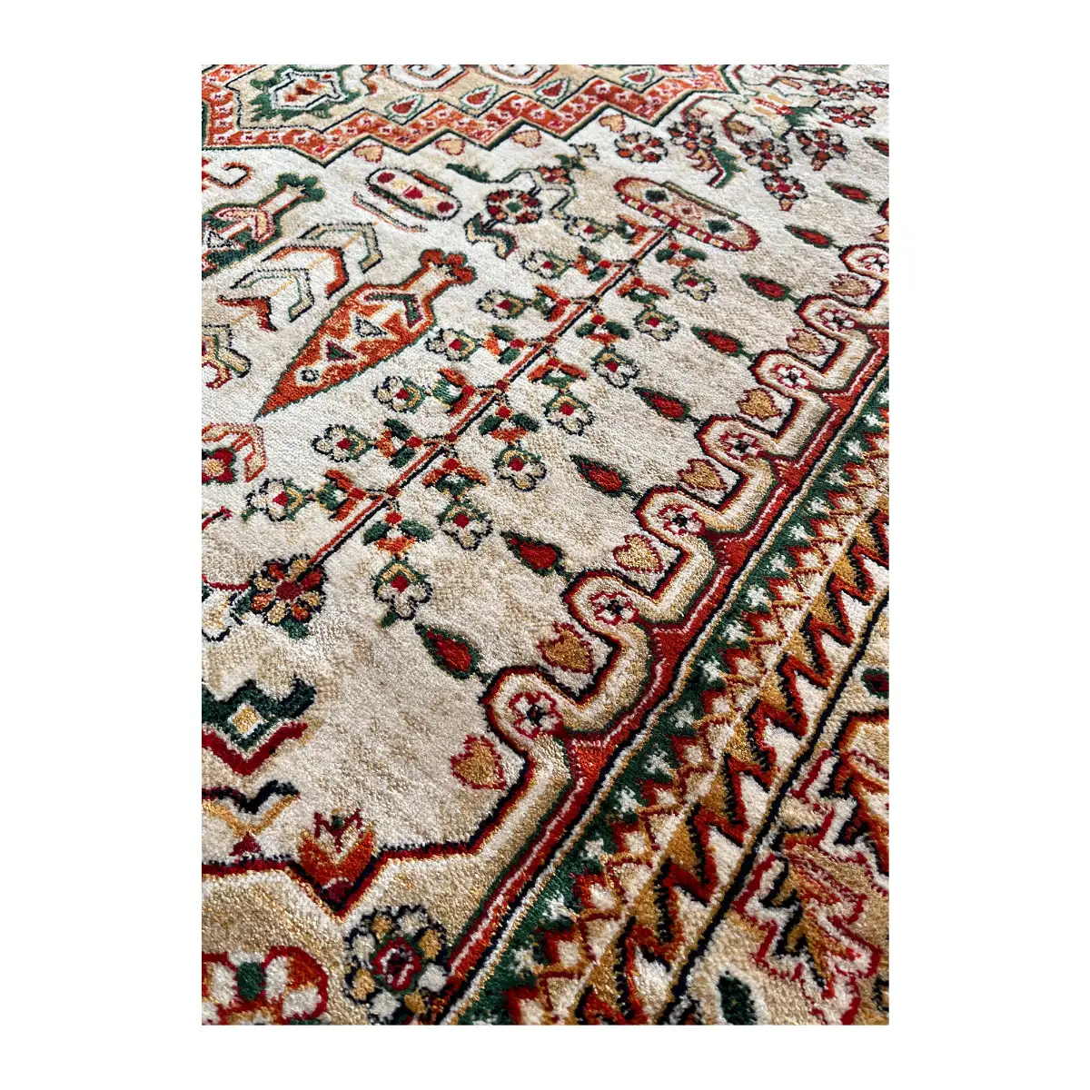 فرش نقش کهن هرمس بلوچی کد 6661، 500 شانه، رنگ گندمی – تصویر 10