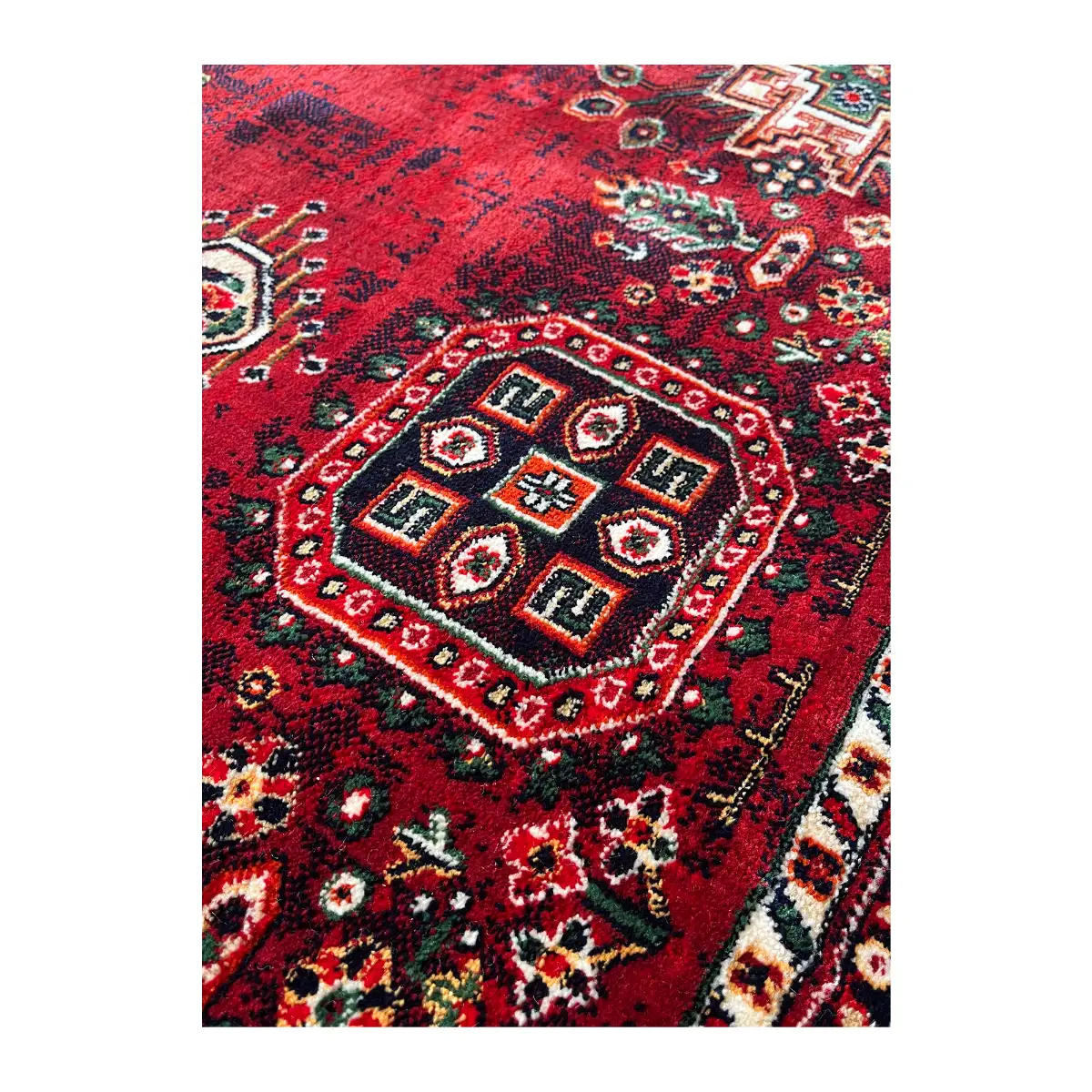 فرش نقش کهن هرمس بلوچی کد 6662، 500 شانه، رنگ لاکی – تصویر 5