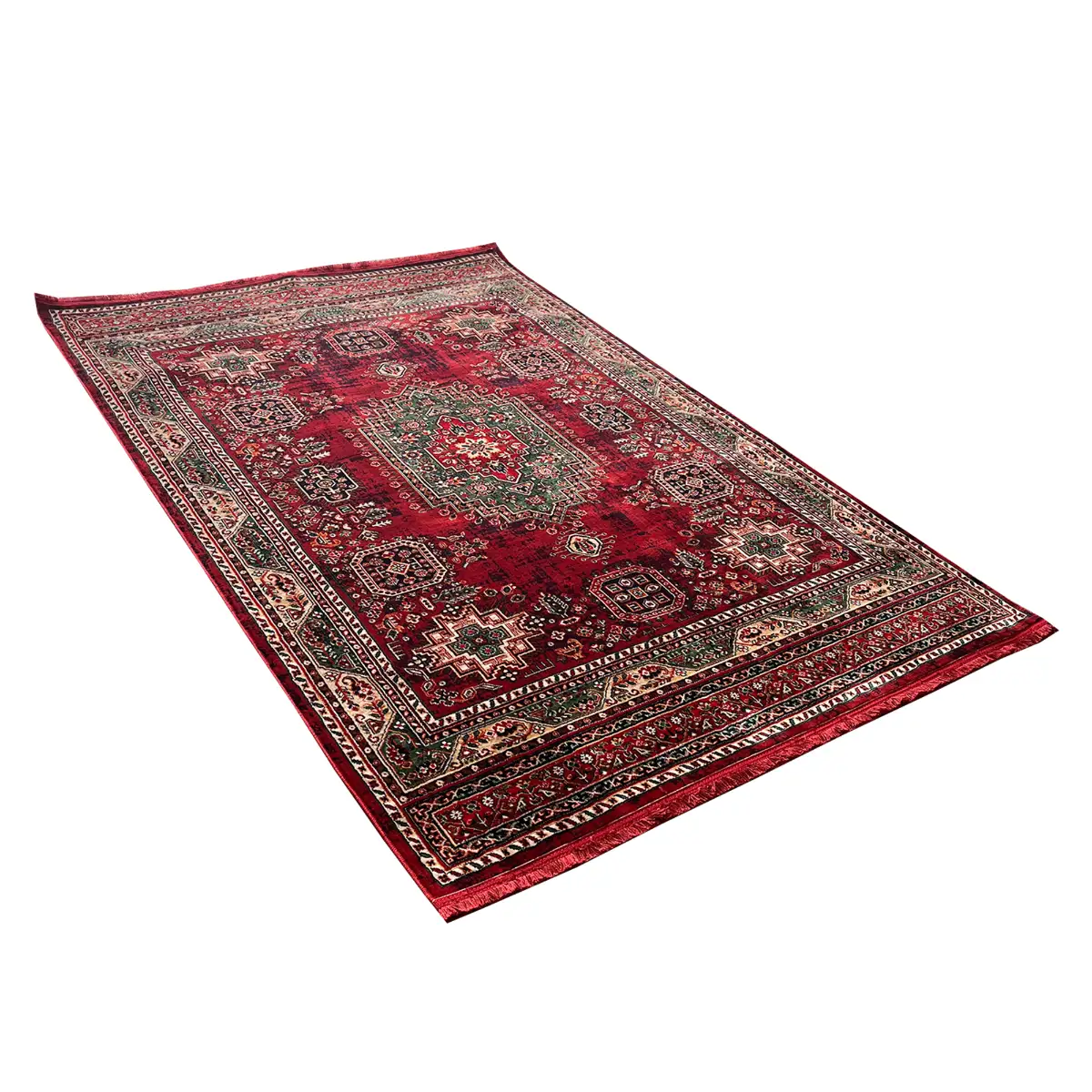 فرش نقش کهن هرمس بلوچی کد 6662، 500 شانه، رنگ لاکی – تصویر 10