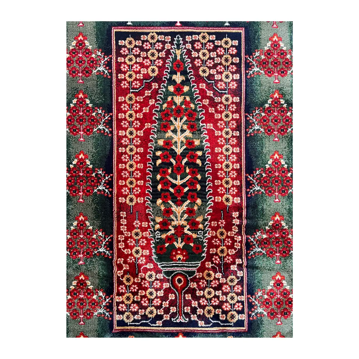 فرش نقش کهن هرمس درختی کد 66100، 500 شانه، رنگ سبز – تصویر 3