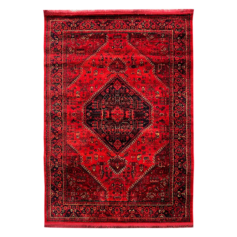 فرش نقش کهن هرمس بلوچی کد 6046، 500 شانه، رنگ لاکی – تصویر 2