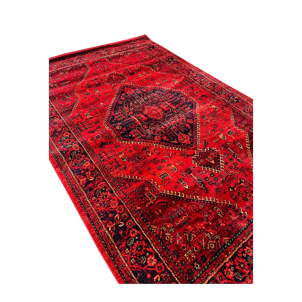 فرش نقش کهن هرمس بلوچی کد 6046، 500 شانه، رنگ لاکی – تصویر 3