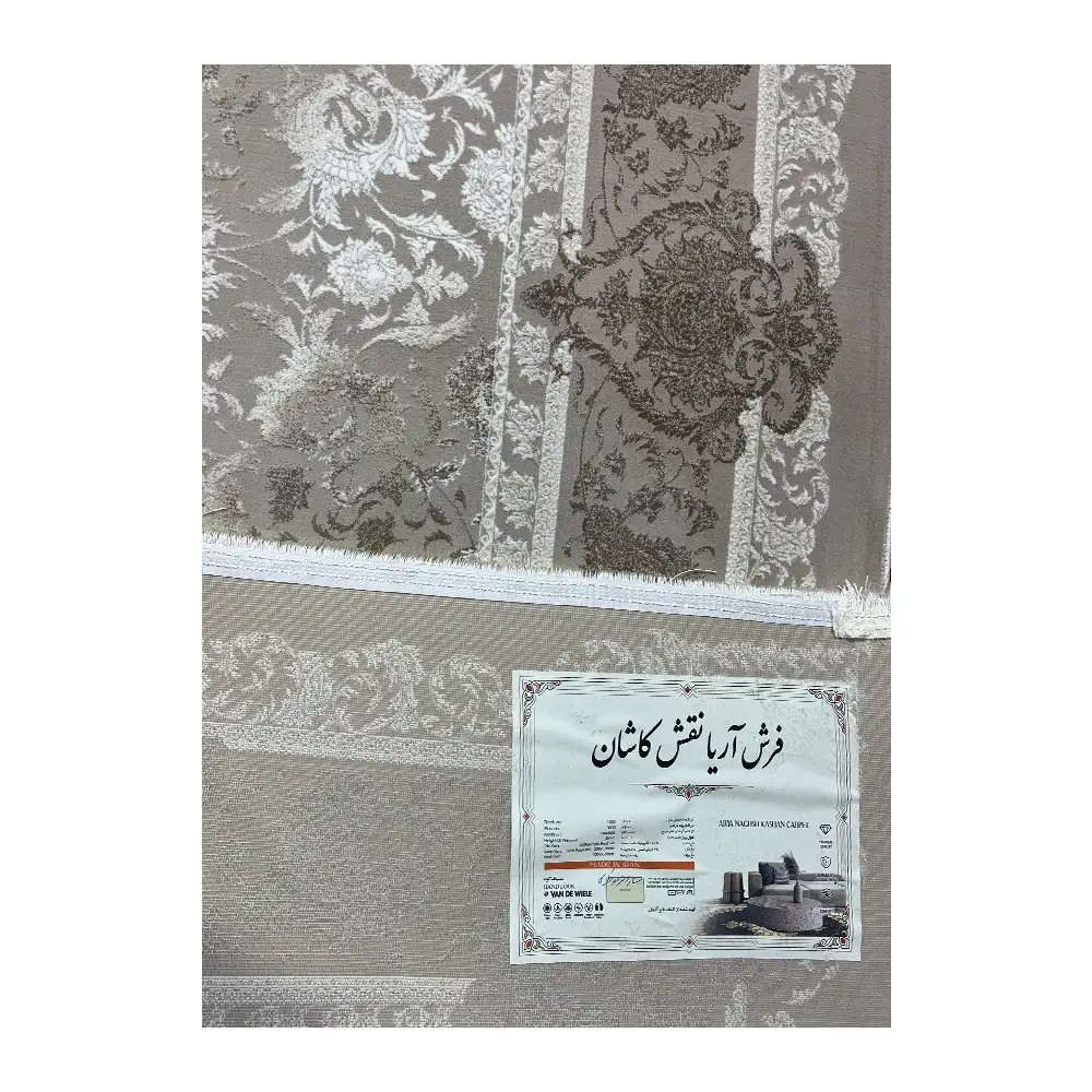 فرش آریا نقش کاشان وینتیج (کهنه‌نما) کد سارا، 1200 شانه، رنگ بژ – تصویر 11