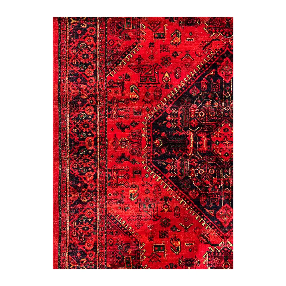 فرش نقش کهن هرمس بلوچی کد 6046، 500 شانه، رنگ لاکی – تصویر 8