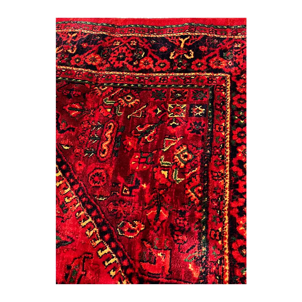 فرش نقش کهن هرمس بلوچی کد 6046، 500 شانه، رنگ لاکی – تصویر 5