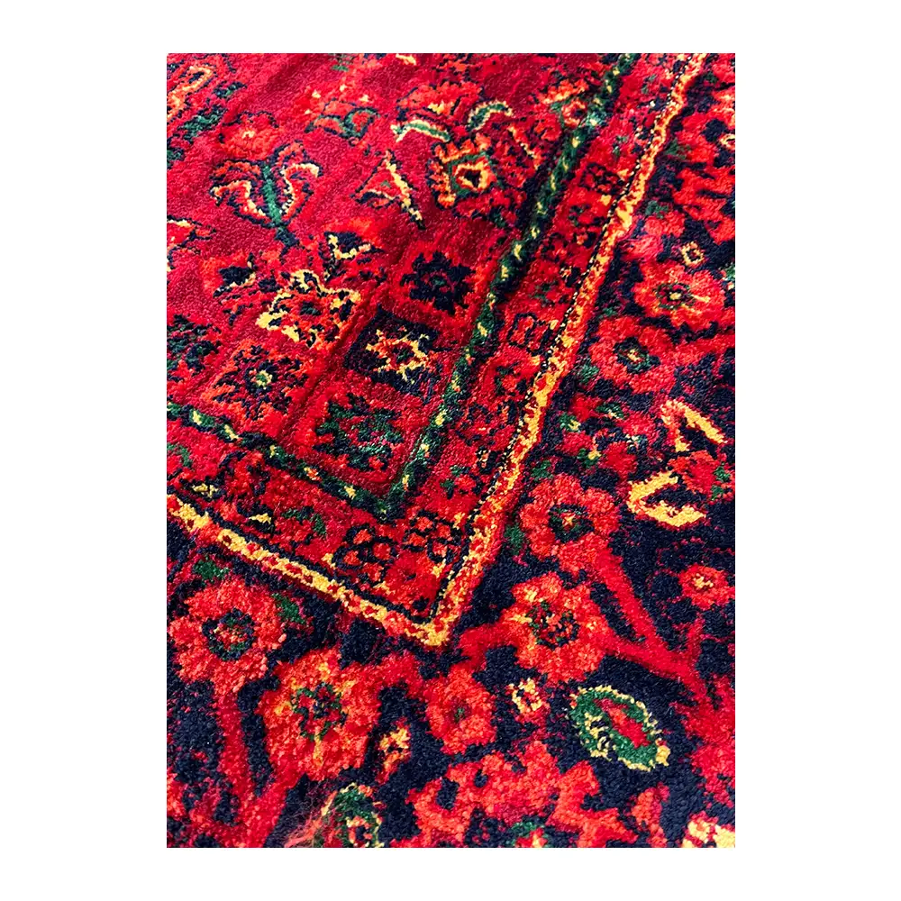 فرش نقش کهن هرمس بلوچی کد 6046، 500 شانه، رنگ لاکی – تصویر 6