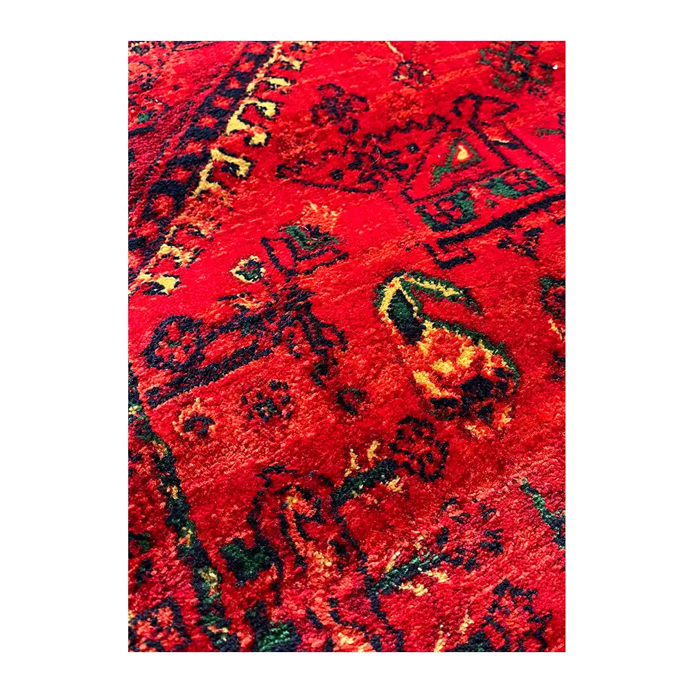 فرش نقش کهن هرمس بلوچی کد 6046، 500 شانه، رنگ لاکی – تصویر 7