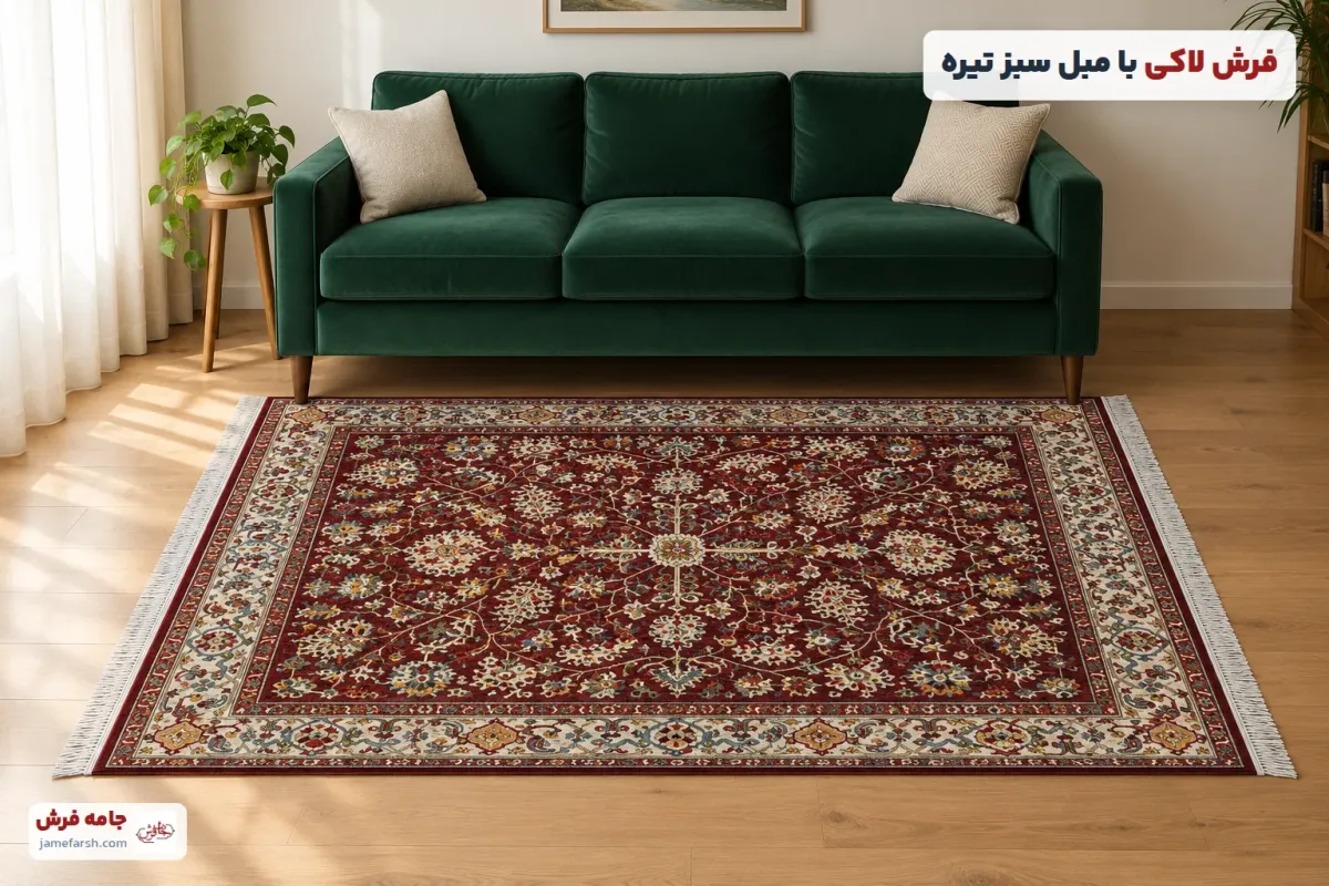 مبل سبز با چه فرشی ست میشه؟ ۷ رنگ فرش + جدول انتخاب