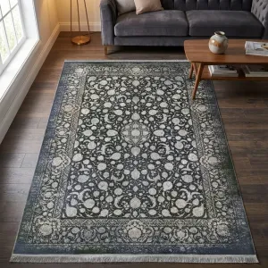 فرش مشهد وینتیج (کهنه‌نما) کد 803301 1200 شانه تراکم 3600 رنگ سبز - جامه فرش