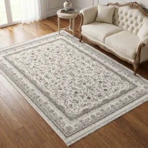 فرش مشهد افشان کد 814008 1500 شانه تراکم 4500 رنگ کرم - جامه فرش