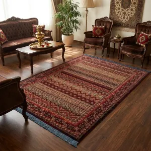 فرش مشهد بلوچی کد 871358 700 شانه تراکم 2100 رنگ لاکی - جامه فرش