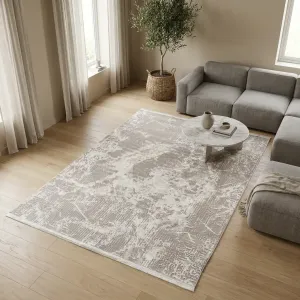 فرش آرمانی دوونا طرح مدرن کد 5640 420 شانه تراکم 850 رنگ کرم - جامه فرش