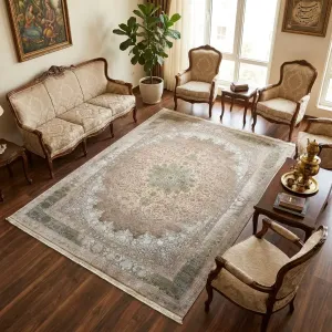 فرش بزرگمهر رز طرح مدرن کد 77653 700 شانه تراکم 2550 - جامه فرش