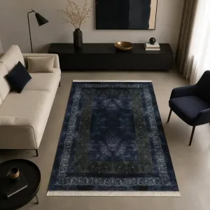 فرش بهراد طرح ابریشمی کد 201711 1200 شانه تراکم 3600 رنگ آبی - جامه فرش