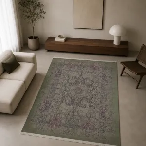 فرش بهراد طرح ابریشمی کد 12035 500 شانه تراکم 2100 رنگ سبز - جامه فرش