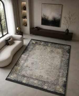 فرش مشهد وینتیج (کهنه‌نما) کد 803595 1200 شانه تراکم 3600 رنگ سرمه‌ای - جامه فرش