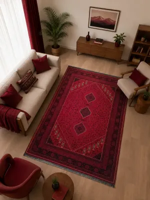 فرش مشهد بلوچی کد 871340 700 شانه تراکم 2100 رنگ لاکی - جامه فرش