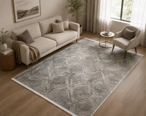 فرش آرمانی طرح مدرن کد 7156 700 شانه تراکم 2100 رنگ طوسی - جامه فرش
