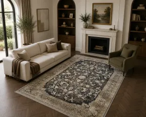 فرش آرمانی طرح مدرن کد 7103 700 شانه تراکم 2100 رنگ زغال سنگی - جامه فرش