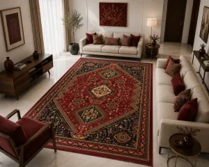 فرش بزرگمهر آریا بلوچی کد 78149 700 شانه تراکم 1800 رنگ لاکی - جامه فرش