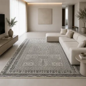 فرش آرمانی دوونا طرح مدرن کد 5607 420 شانه تراکم 850 رنگ طوسی - جامه فرش