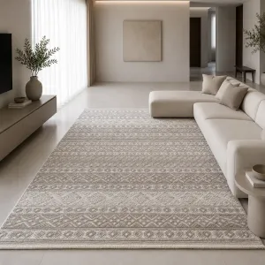 فرش آرمانی دوونا طرح مدرن کد 5622 420 شانه تراکم 850 رنگ کرم - جامه فرش