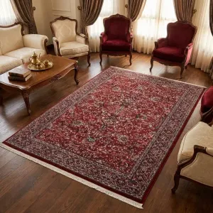 فرش آرمانی فرح افشان کد 1276 1200 شانه تراکم 3600 رنگ لاکی - جامه فرش