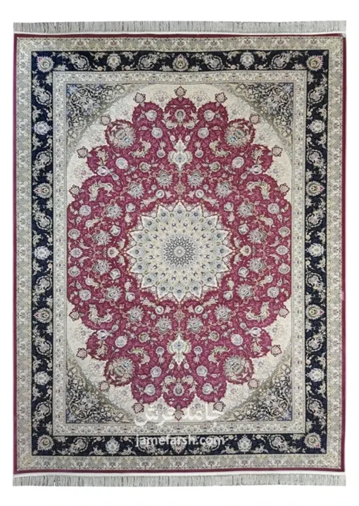 فرش 1500 شانه ارغوانی مشهد کد 814003 تصویر 1