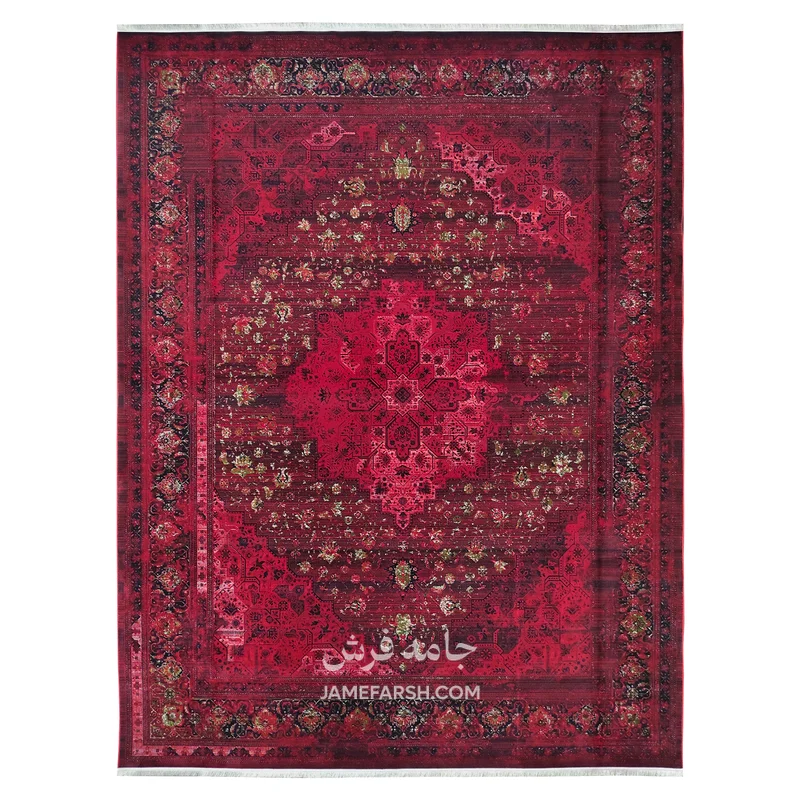 فرش آرمانی بلوچی کد 1217 - رنگ لاکی - عکس شماره 1