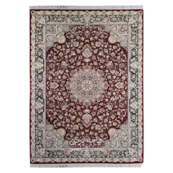 فرش مشهد دستباف گونه کد 722636 - رنگ لاکی - عکس شماره 1